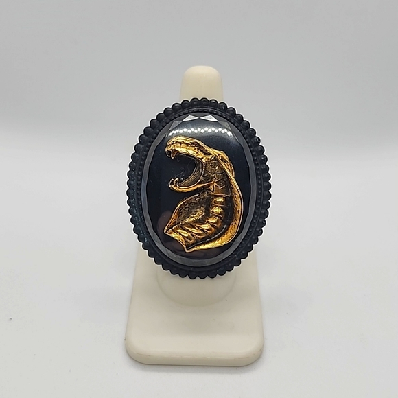 GASOLINE GLAMOUR GOLD COBRA SNAKE HEAD RING - Picture 1 of 6